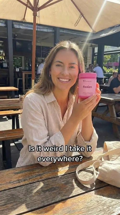 Customer taking probiotic gummies on the go